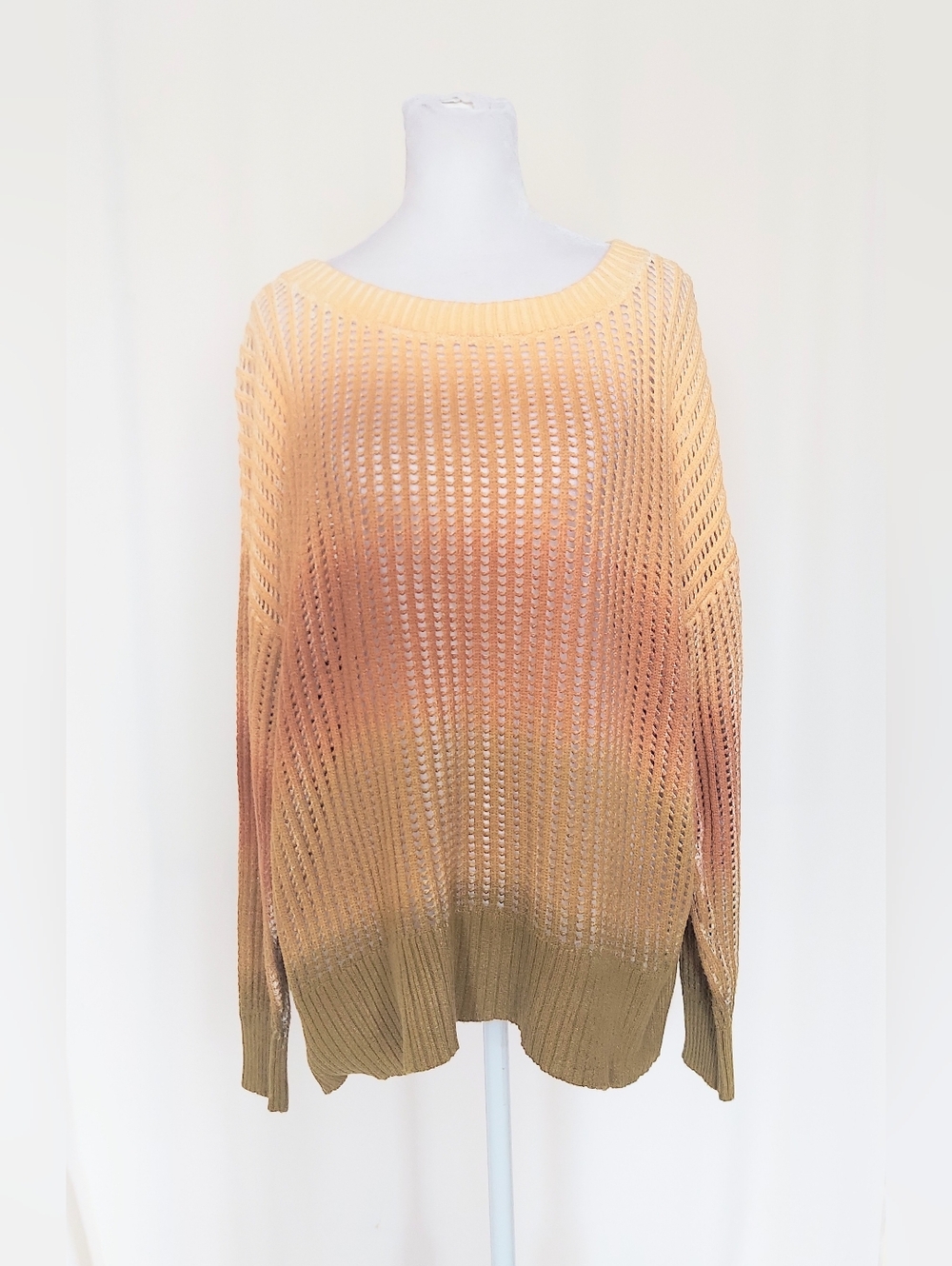 Indigo Thread Co. Open Stitch 100% Cotton Ombre Sweater Size Medium